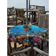 thumbnail image 2 of Outdoor Table Cloth with Umbrella Hole and Zipper, Turtle Waterproof Round Tablecloth 60 Inch, Blue Ocean Sea Shark Coral Cartoon Fish Summer Washable Table Cover for Outside Party Patio Picnic, 2 of 6
