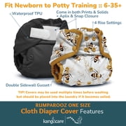 Kanga Care Rumparooz Double Leg Gusset Reusable Cloth Diaper Cover One Size Snap | Boo 6-35 lbs