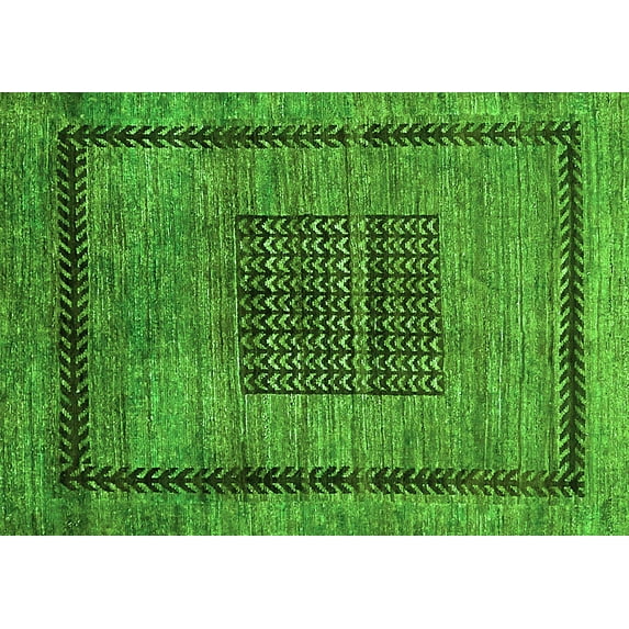 Ahgly Company Indoor Rectangle Abstract Green Modern Area Rugs, 6' x 9'