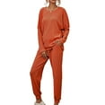 thumbnail image 2 of Fangasis Women Sleepwear Tops And Pants Loungwear Drawstring Nightwear Ladies Baggy Lounge Sets Loose Fit Fall Pajamas Orange M, 2 of 6