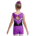 thumbnail image 2 of Haitryli Gymnastics Leotard for Girls Shiny Rhinestones Ballet Dance Unitard with Shorts Hair Band Set Purple 14, 2 of 7
