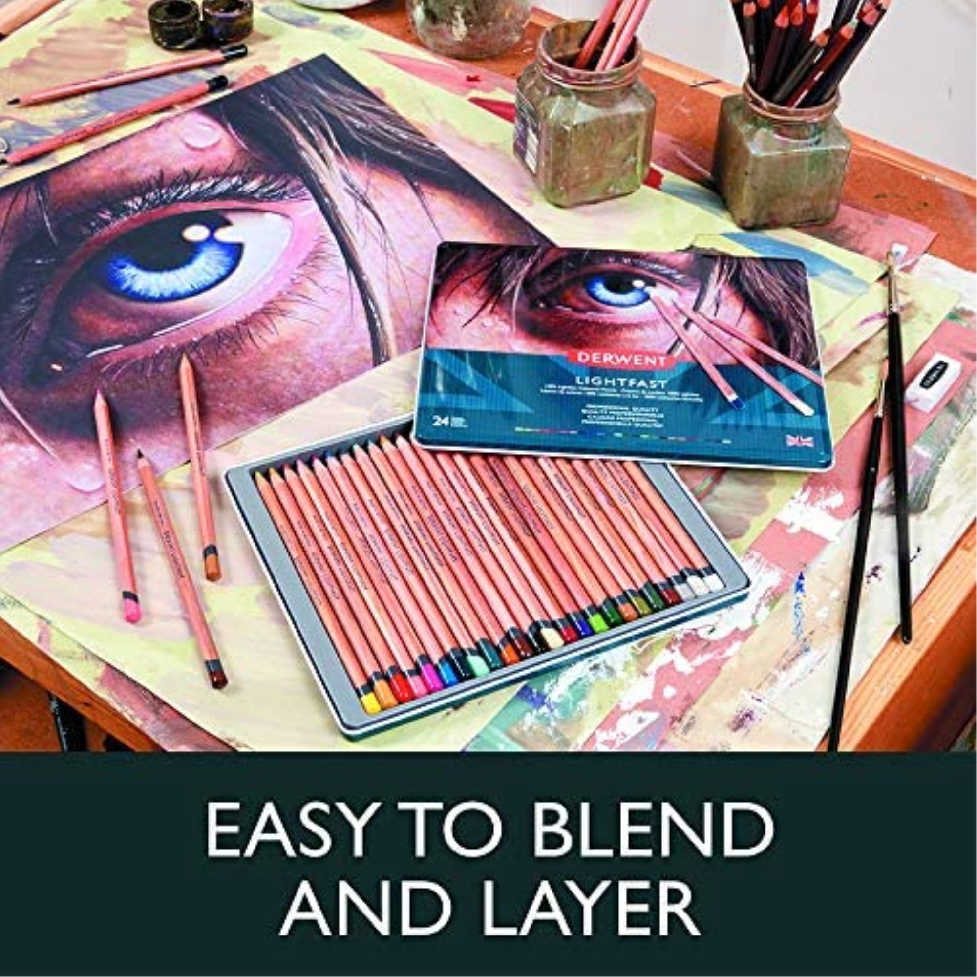 Derwent Lightfast Pencil Set, 12-Color Tin Set