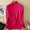 thumbnail image 2 of Women Sweaters Turtleneck Knit Sweaters Long Sleeve Solid Color Basic Shirt Tops Sweaters Red XXL, 2 of 3