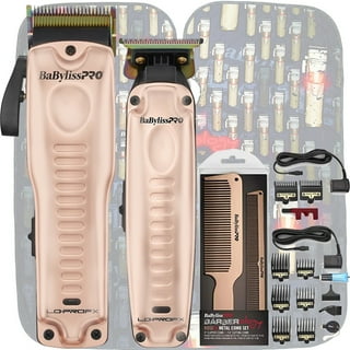 Professional Barber Combo Set Gold, BaBylissPro GOLDFX Clipper & Trimmer &  Shaver & BaByliss Trio Mix & Metal Comb Set, Blade Disposal Storage