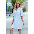 thumbnail image 5 of Summer Dresses for Women V Neck Short Sleeve Casual Shift Dress Sky Blue XXL, 5 of 9