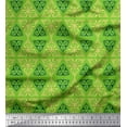 thumbnail image 1 of Soimoi Green Poly Georgette Fabric Triangle Art Geometric Printed Craft Fabric by the Yard 52 Inch Wide, 1 of 3