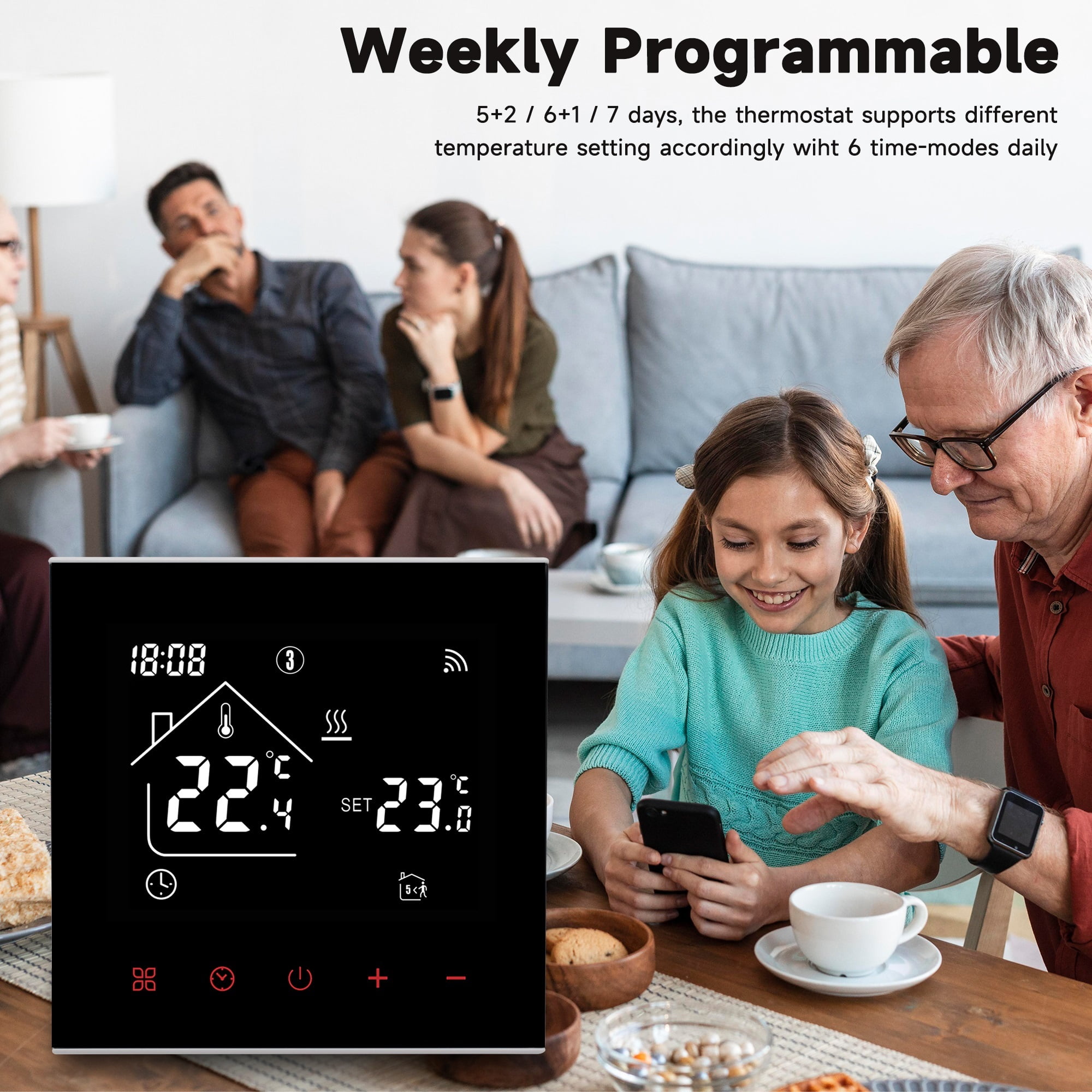 Tuya Smart Thermostat, LCD Display Touch Screen For Electric Floor Heating Water/Gas Boiler Temperature Remote Controller ,Easy Installation