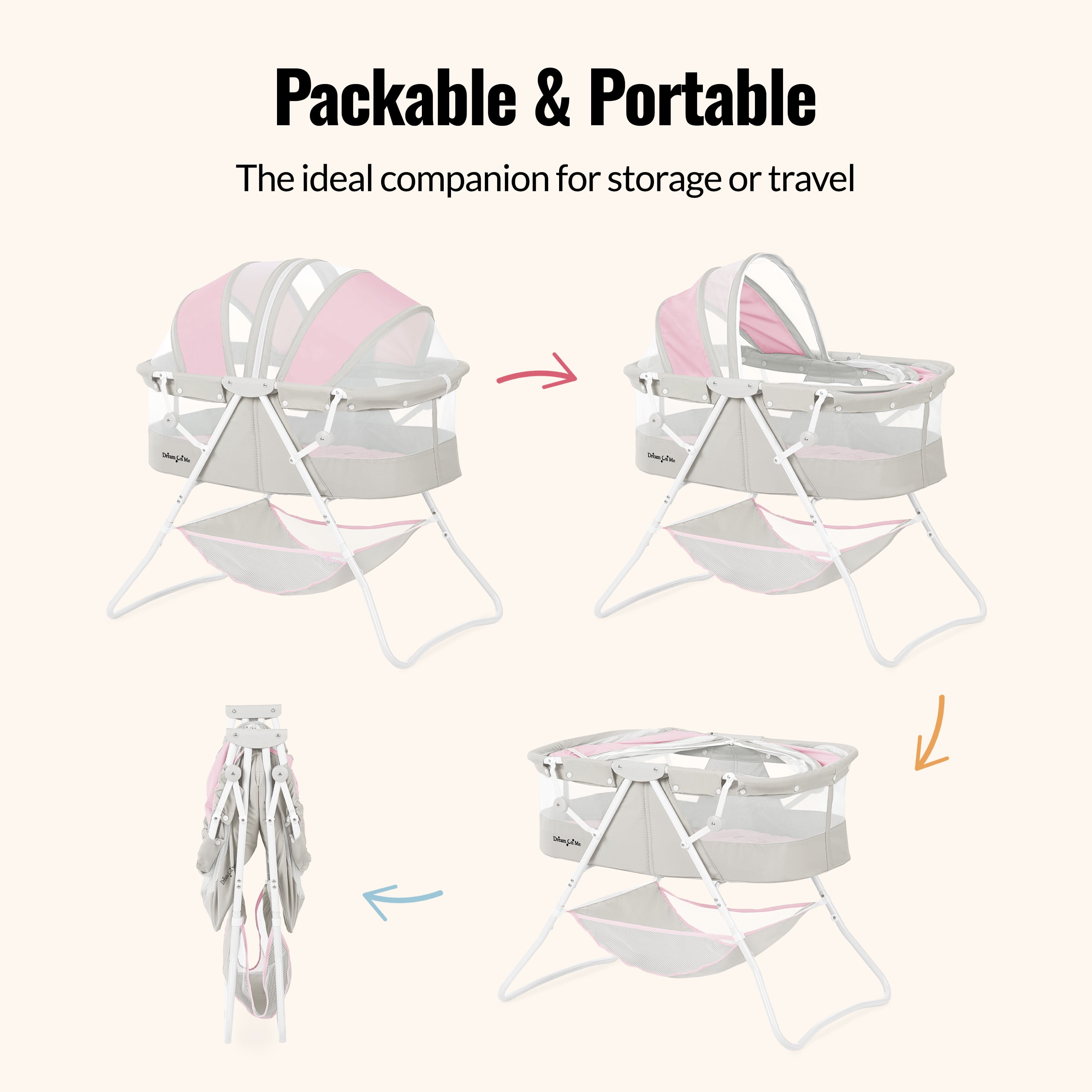 Dream On Me Karley, Portable, Lightweight, Folding Bassinet, Foldable Bassinet