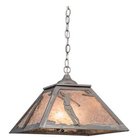 

Meyda 160480 16 in. Square Golf Pendant Steel & Silver Mica