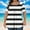 Black, variant on Women Tops Square Neck Short Sleeve Casual Striped Shirts Loose Plus Size Pullover Pleated Women Shirts