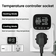 PULMCheerger Digital Plug in Thermostat Outlet120V Heating Cooling Control 110V 15A Celsius Fahrenheit Display,for Greenhouse US