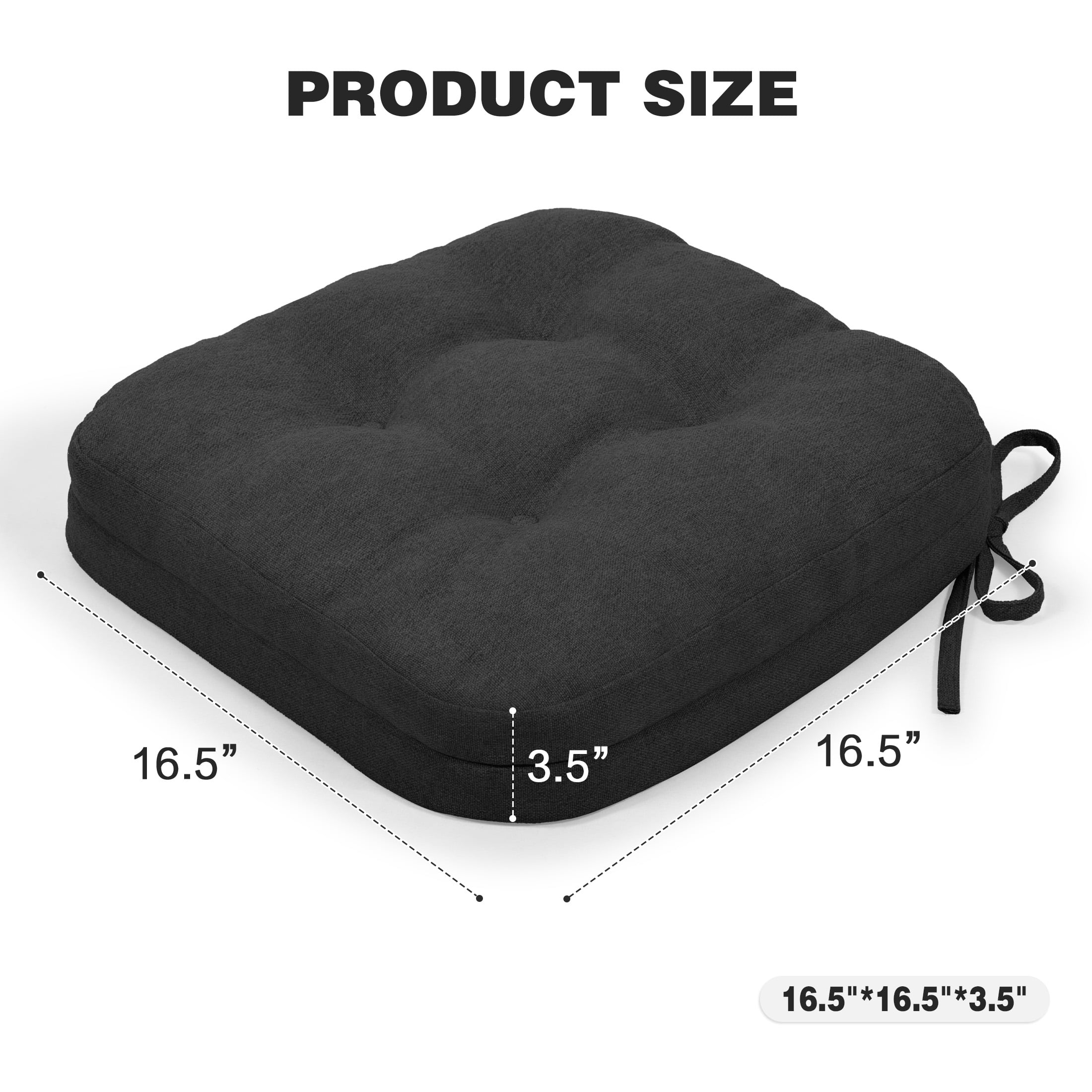 Baibu Kitchen Chair Cushions Memory Foam 3.5" Thick Dual-layer Seat Cushions Dining Chair Pads, Set of 4, Black