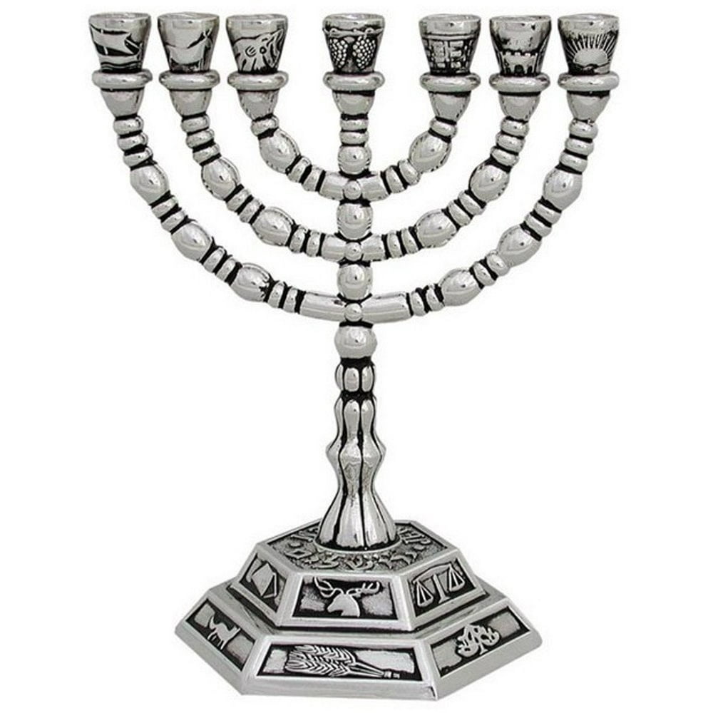 Jewish Candle sticks menorah 7 branches 12 tribes of Israel Menorah