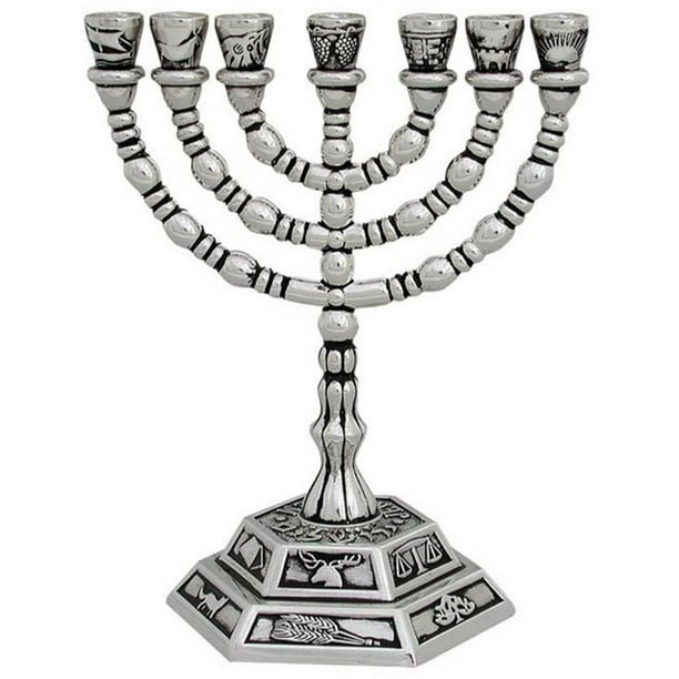 Jewish Candle sticks menorah 7 branches 12 tribes of Israel Menorah