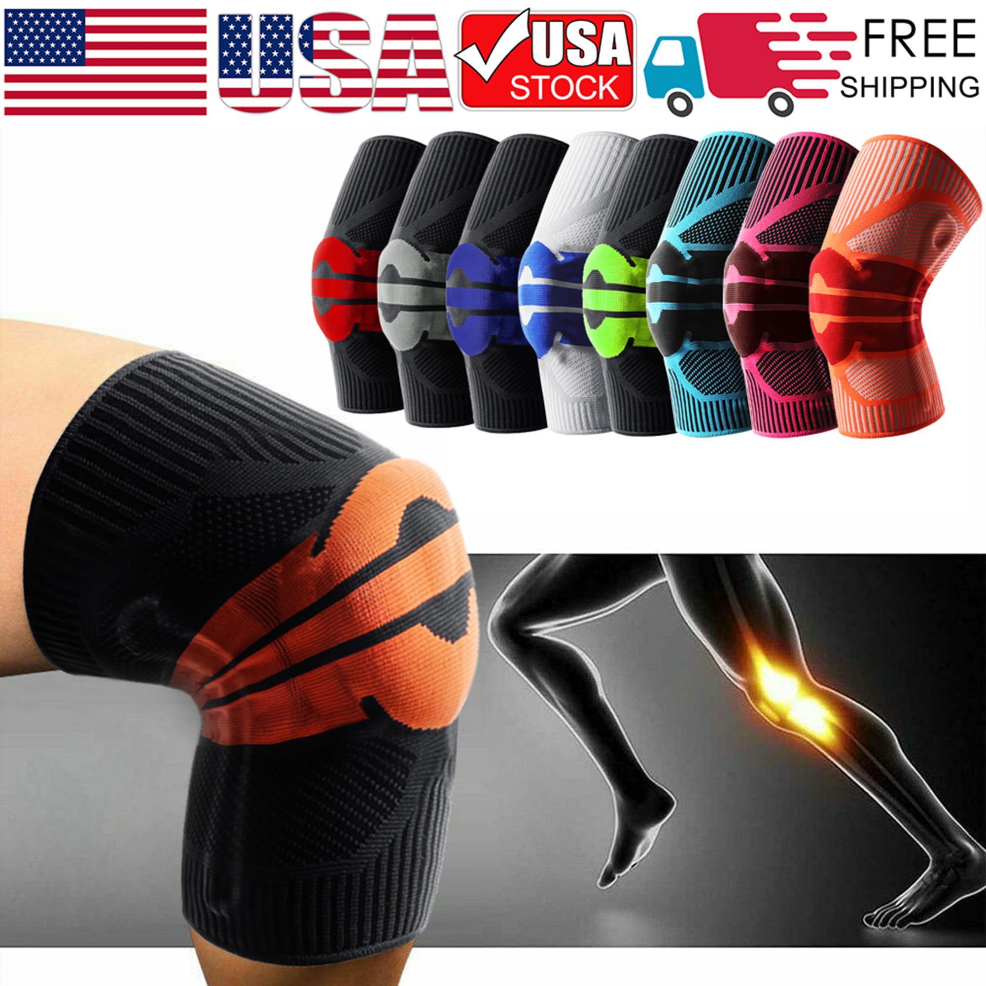 Compression Knee Pads Support Brace Sleeve Running Weightlifting Stabilizer USA