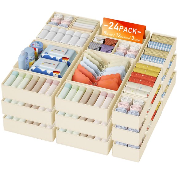 Organizador de cajones DIMM Clothes, paquete de 24 unidades, para dormitorio o armario
