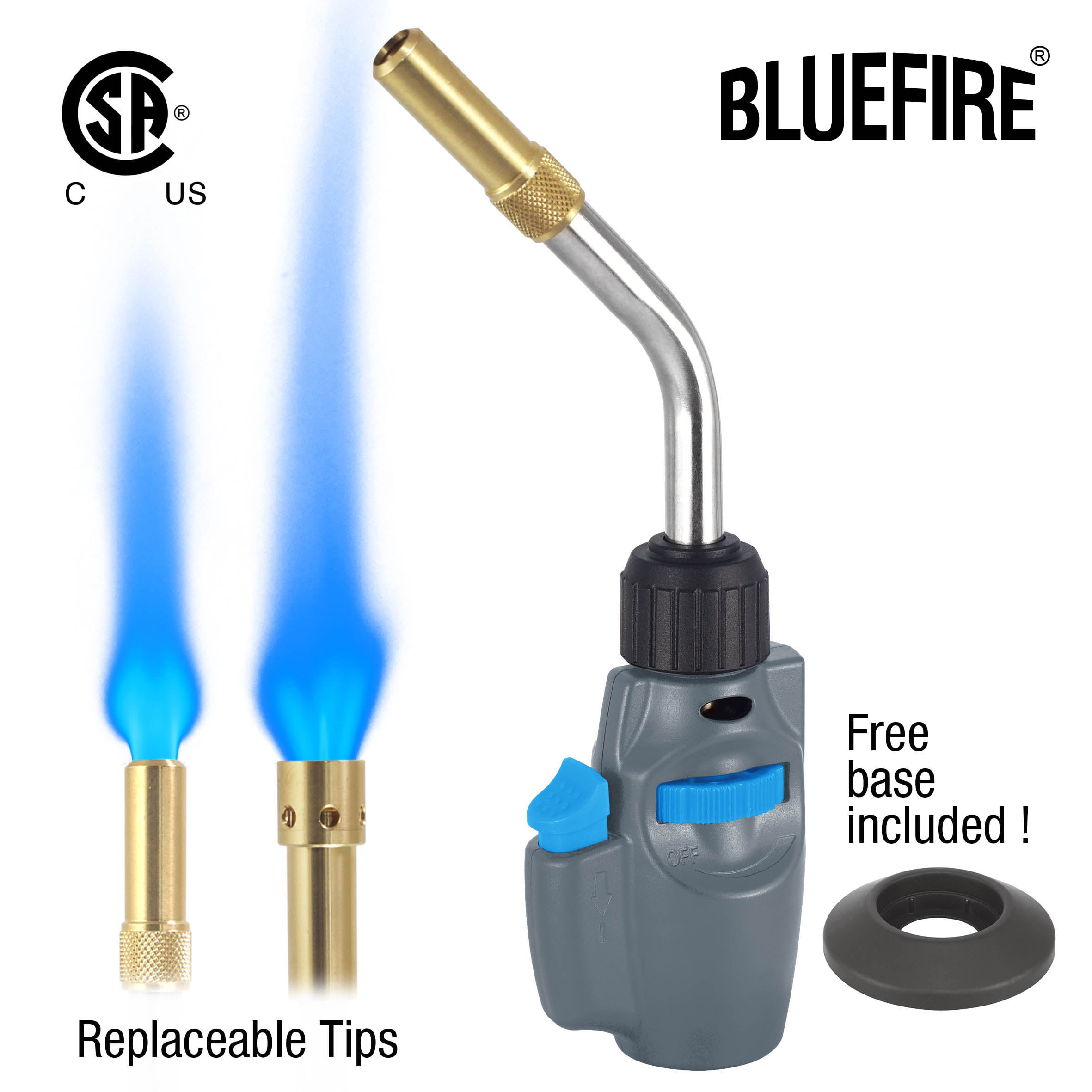 BLUEFIRE Trigger Start Gas Welding Propane Torch Head MAPP MAP Brazing Soldering