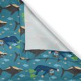 thumbnail image 6 of Ambesonne Ocean Valance & Curtain, Sharks and Diver Man Cartoon, 55"x30", Grey and Petrol Blue, 6 of 7