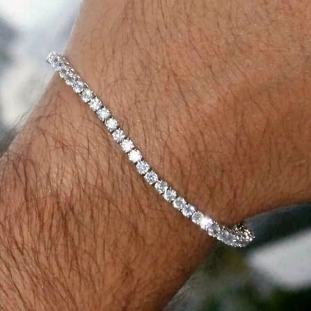 9Ct Round Cut Simulated Diamond Men's Tennis Bracelet 14K White Gold Plated 8inch