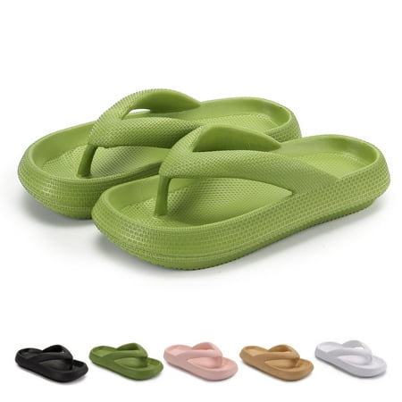 

Gustave Thick Sole Flip Flops for Women Men Non-Slip Clouds Slippers Shower Bathroom Beach Soft Comfort Sandals Slides Green Size 5-14