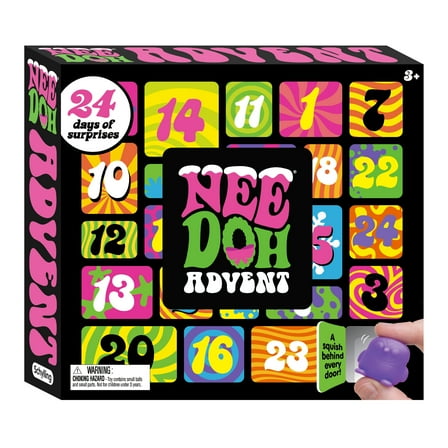 Schylling NeeDoh Advent Calendar, 24 Days of Surprise Mini Squish Sensory Toys, Children Ages 3 