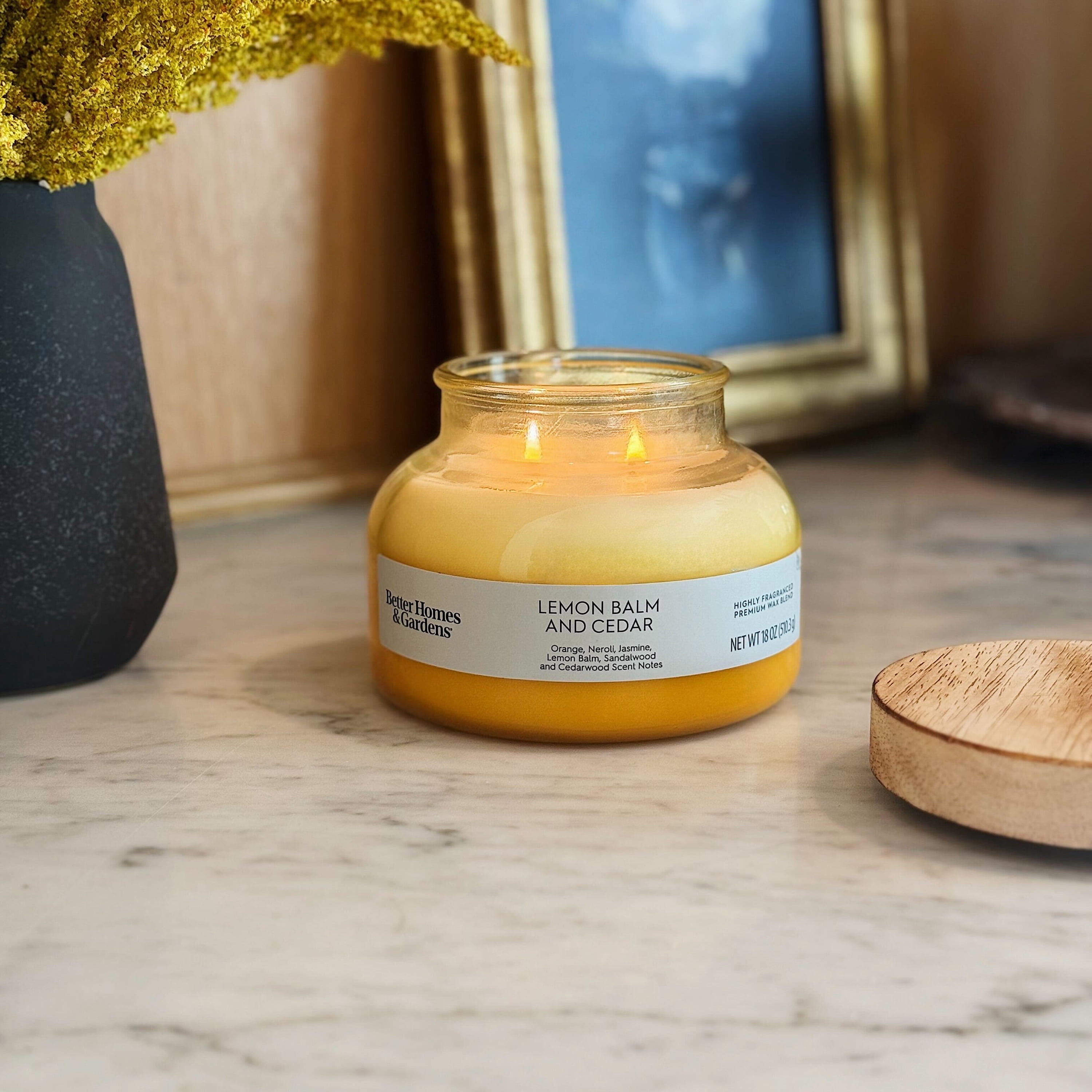 Better Homes and Gardens Lemon Balm and Cedar Scented 2-Wick Ombre Jar Candle 18oz.