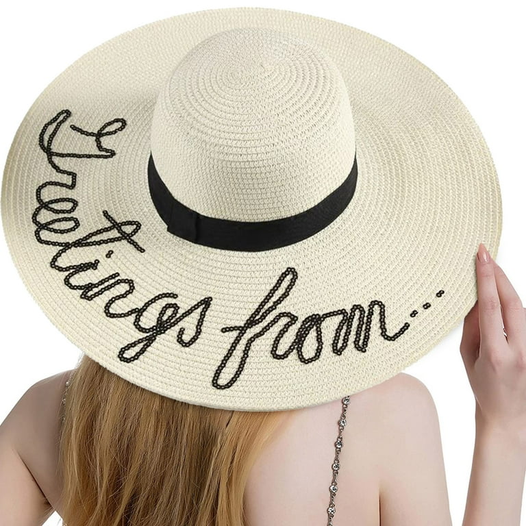 Women Summer Wide Straw Hat Beach Foldable Sun Hats Floppy Roll Up