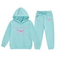 thumbnail image 3 of LIUYUNNN Kids Sweatsuit Set for Girls 2PC Long Sleeve Solid Color Light Blue Basic Hoodie and Jogger Pants Fall Winter Clothes Clothes for Boys 8-9 Years Boys Girls Fall and Winter Outfits, 3 of 3