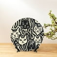thumbnail image 6 of Balery Abstract Cat Faces Pattern Print Bone China Decorative Plate Ceramic Dinner Plates Art Crafts with Display Stand-7in, 6 of 6