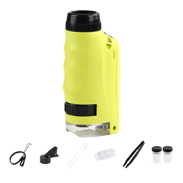 Juego de microscopio de mano para niños, proyecto de vástago de microscopio, microscopio óptico 120x, minimicroscopio para suministros de recuerdos de Verde