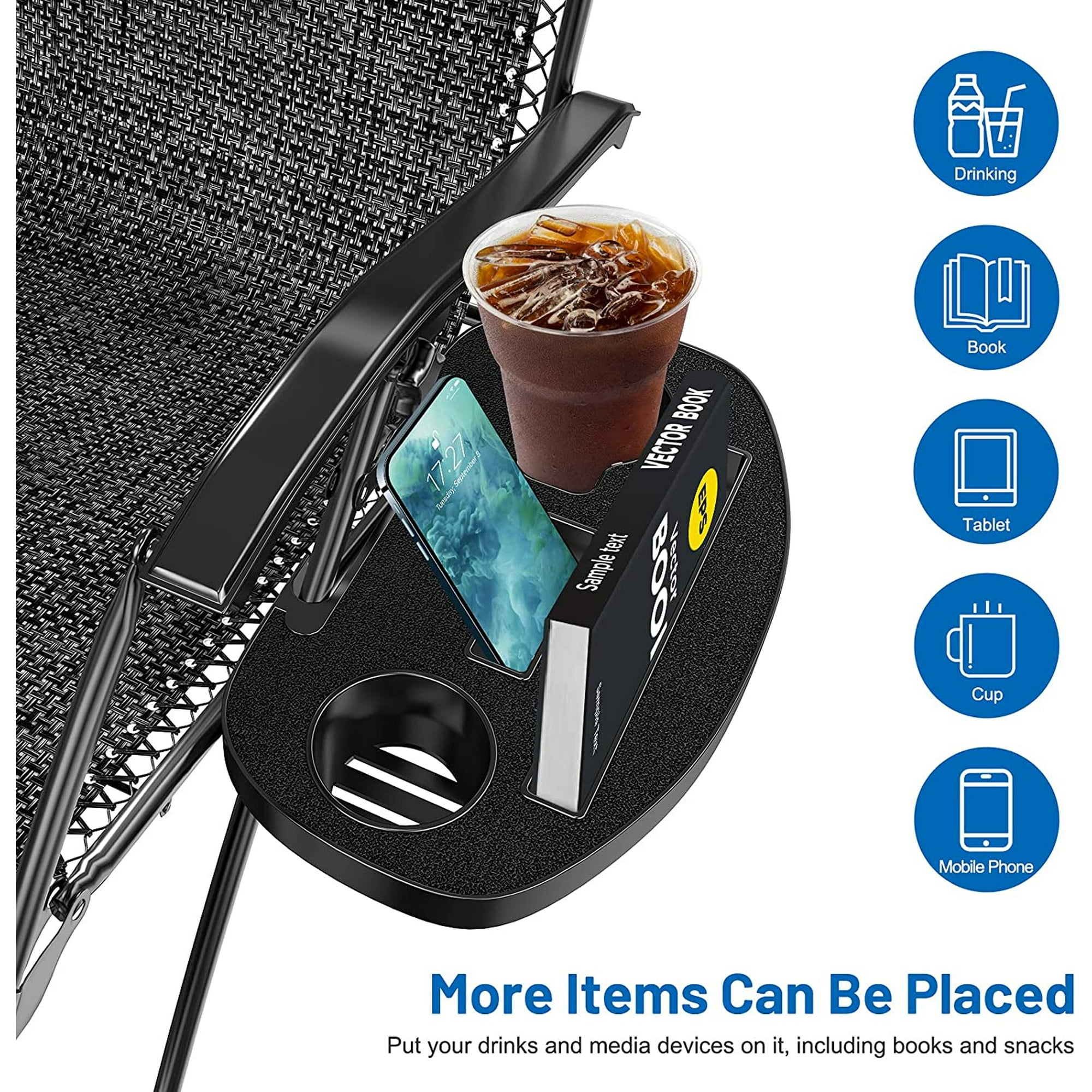 Zero Gravity Chair Tray Upgraded Version Cup Holder for Zero Gravity Chair Large Utility Clip On Chair Table Tray for Carrying iPhone 7Plus