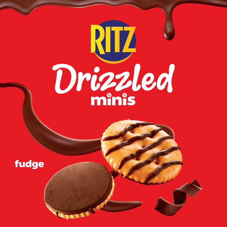 RITZ Drizzled Minis Fudge Crackers, Snacks for Kids and Adults