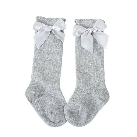 

Shpwfbe Baby New Toddlers Girls Big Bow Knee High Long Soft Cotton Lace Kids Socks