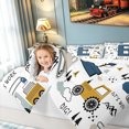 thumbnail image 4 of meiyoeat Construction Letter E Twin Comforter Sets, Work Truck Bedding Set for Kids Boys, Blue, Reversible, 2-Piece, 1 Comforter and 1 Pillowcase, 4 of 6