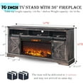 thumbnail image 5 of OKD Farmhouse Fireplace TV Stand for 80" TV, Highboy Entertainment Center with 36" Electric Fireplace, Media Console with Sliding Barn Door for Living Room, Dark Rustic Oak, 5 of 8