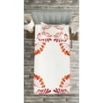 thumbnail image 3 of Ambesonne Rowan Quilted Bedspread Set 2 Pcs, Leaves Fruits, Twin Size, Red Orange White, 3 of 3