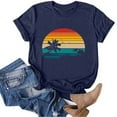 thumbnail image 4 of WREESH Womens Fashion T-Shirts Spring Summer Adult Short Sleeve Round Neck Printing Casual Blouse T-Shirt Tops Shirt Pullover Navy, 4 of 5