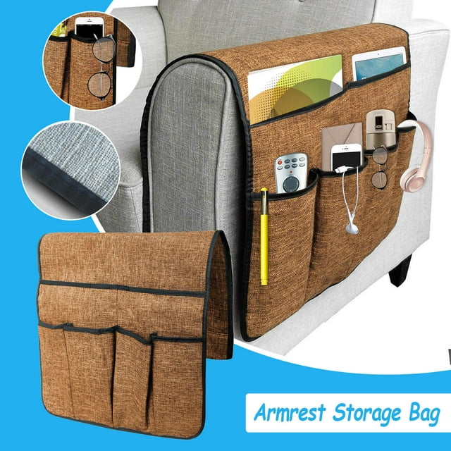 Cqxid Home Textile Storage Under $15 Sofa Organizer TV Remote Control Bracket Non Slip Sofa Armrest Storage Bag