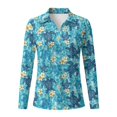 thumbnail image 4 of Jeiento Women's Golf Shirts, V Neck, Turtle Plumeria Outdoor Tops, Long Sleeve Moisture Wicking Quick Dry Stretchy Top for Outdoor Travel and Hiking, 4 of 7