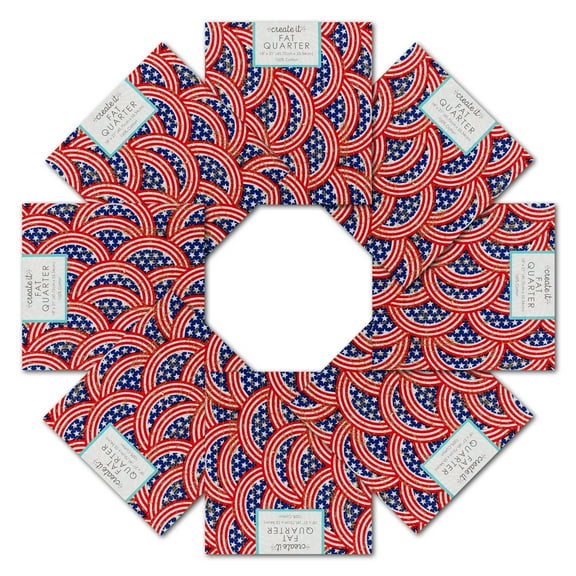 Create It 18"x21" Cotton Patriotic Precut Sewing & Craft Fabric, Multicolor 10 Pieces