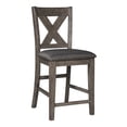 thumbnail image 3 of 7 Piece Dining Table Set Lattice Back Chairs Dark Gray Wood Polyester, 3 of 5