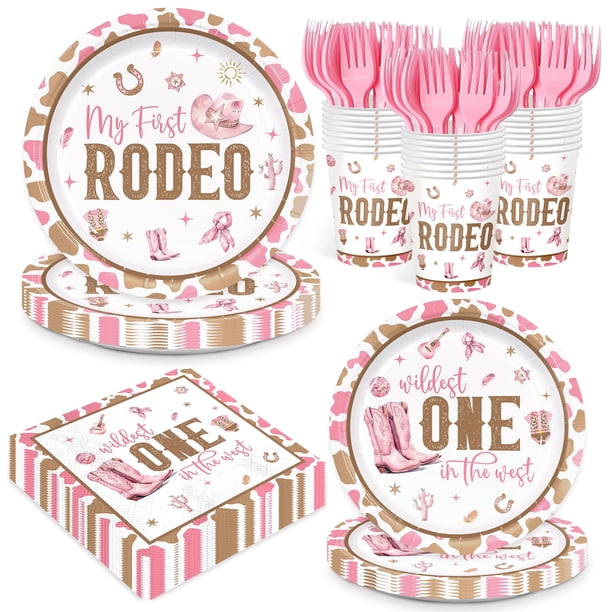 Set de artículos de fiesta My First Rodeo Western Cowgirl 24 Guests