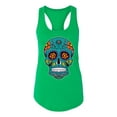thumbnail image 2 of Wild Bobby Day Of The Dead Sugar Skull Pop Culture Women Racerback Tank Top, Kelly, Small, 2 of 5