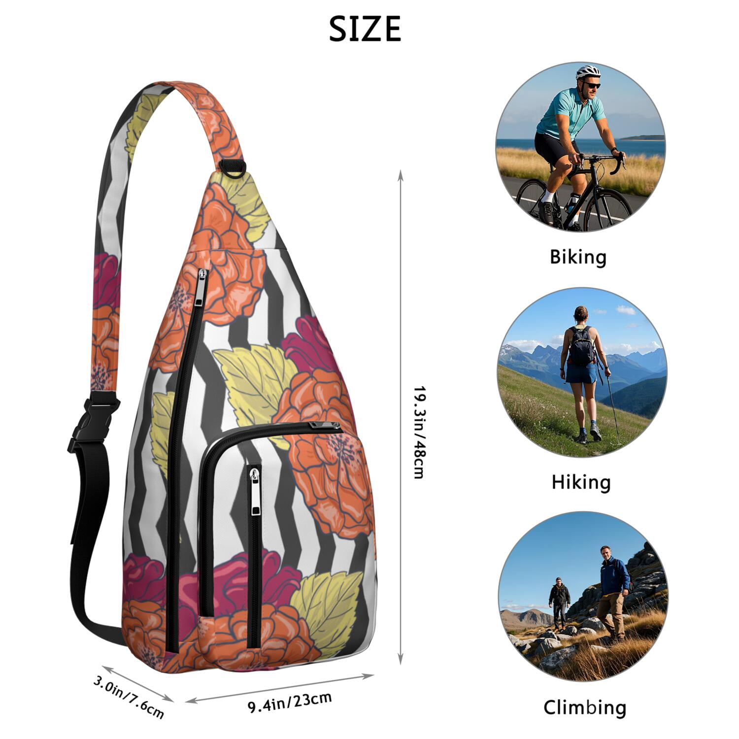 Lightweight Waterproof Sling Bag with Sunflower Pattern for Women
