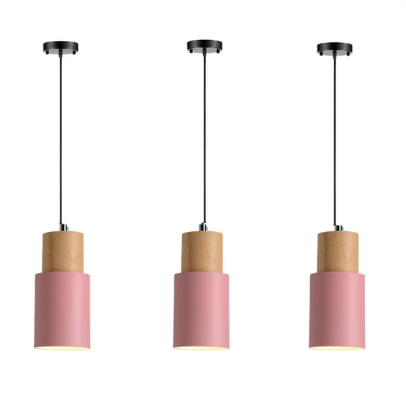 JLOWCO Set of 3 Single Pendant Lights Kitchen Island,farmhouse 3 Light Pendant Over Sink Lighting Fixtures Kitchen,Pink Dining Lights Above Dining Table (LED Bulb Include)