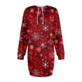 thumbnail image 6 of Christmas Dresses for Women Women's Sweatshirt Dress Long Sleeve Hoodies Dresses with Snowflake Christmas Tree Print for Casual Fall and Winter Wear,Deep Red,XL, 6 of 6