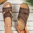 thumbnail image 1 of RKSTN Womens Slippers Pu Wedge Trendy Solid Color Round Toe Open Toe Thick Sole Versatile All Season Slippers, 1 of 6