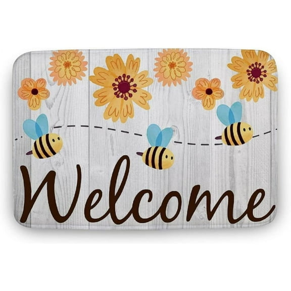 Welcome Doormat It Must Bee Spring Flowers Springtime Indoor Outdoor Entrance Door Mat Bath Rug Decorative Garden Kitchen Door Mats Porch Mats Home Decor 17x30 Inch