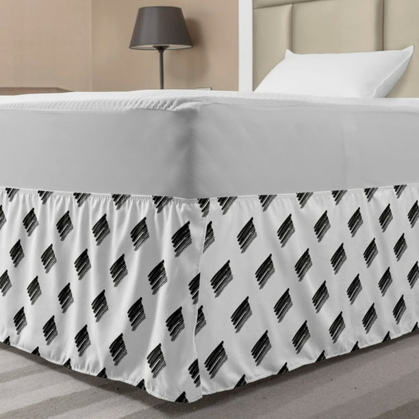 Charcoal Bed Skirt Inky Paintbrush Strokes On A White Background Monochromatic Illustration Elastic Bedskirt Dust Ruffle Wrap Around For Bedding Decor 4 Sizes Charcoal Grey White By Ambesonne Walmart Com Walmart Com