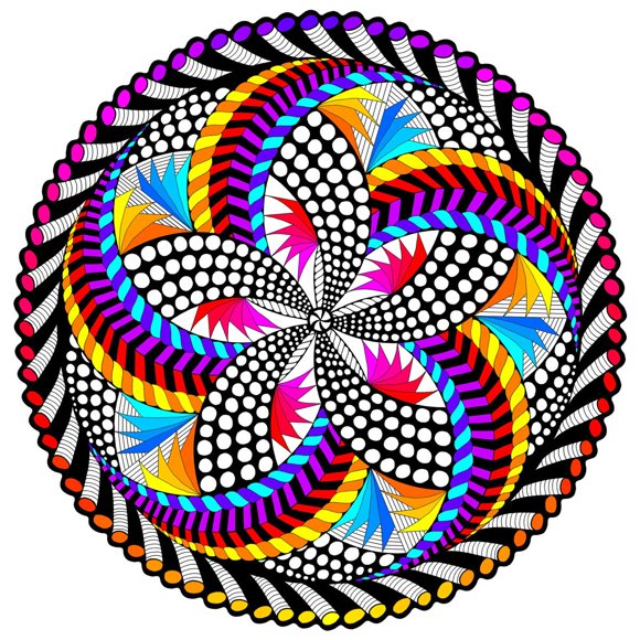 Stuff2Color 'Spin Me' Fuzzy Velvet Mandala - 20x20 Inches - Coloring Poster